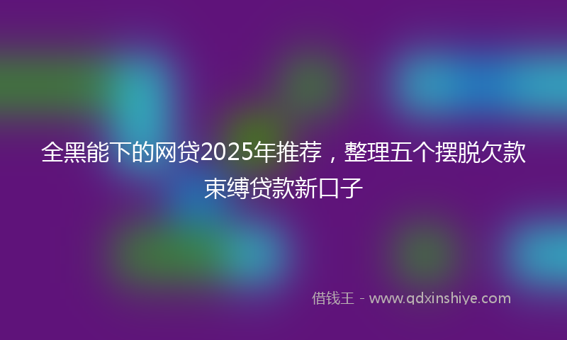 全黑能下的网贷2025年推荐，整理五个摆脱欠款束缚贷款新口子