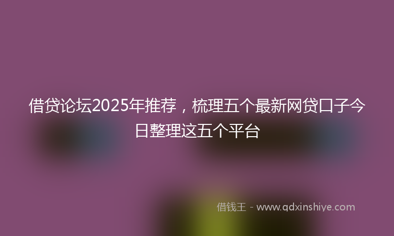 借贷论坛2025年推荐，梳理五个最新网贷口子今日整理这五个平台