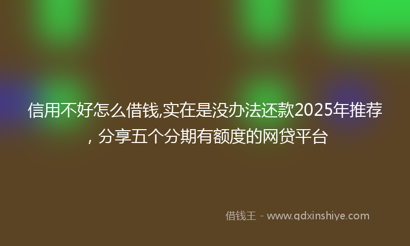 信用不好怎么借钱,实在是没办法还款2025年推荐，分享五个分期有额度的网贷平台