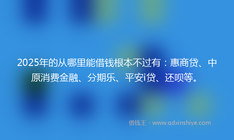 2025年的从哪里能借钱根本不过有：惠商贷、中原消费金融、分期乐、平安i贷、还呗等。