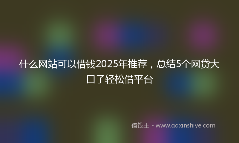 什么网站可以借钱2025年推荐，总结5个网贷大口子轻松借平台