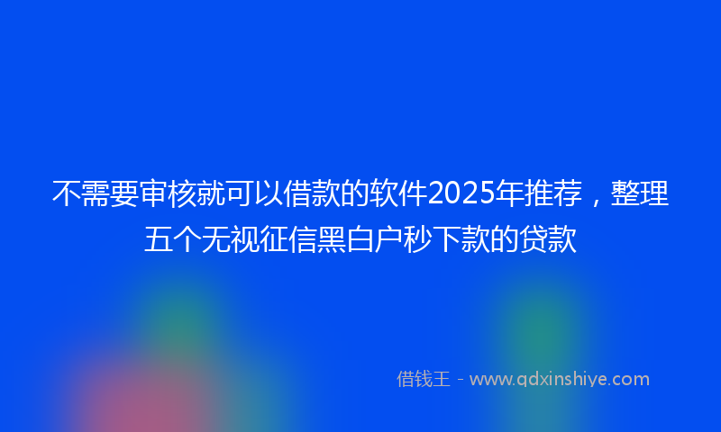 不需要审核就可以借款的软件2025年推荐，整理五个无视征信黑白户秒下款的贷款