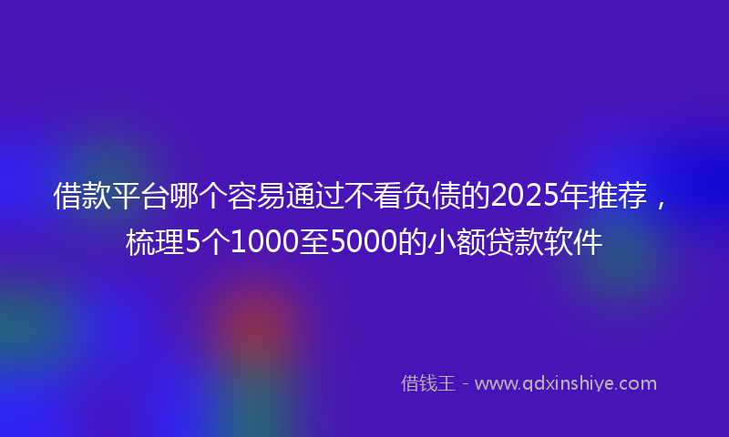 借款平台哪个容易通过不看负债的2025年推荐，梳理5个1000至5000的小额贷款软件