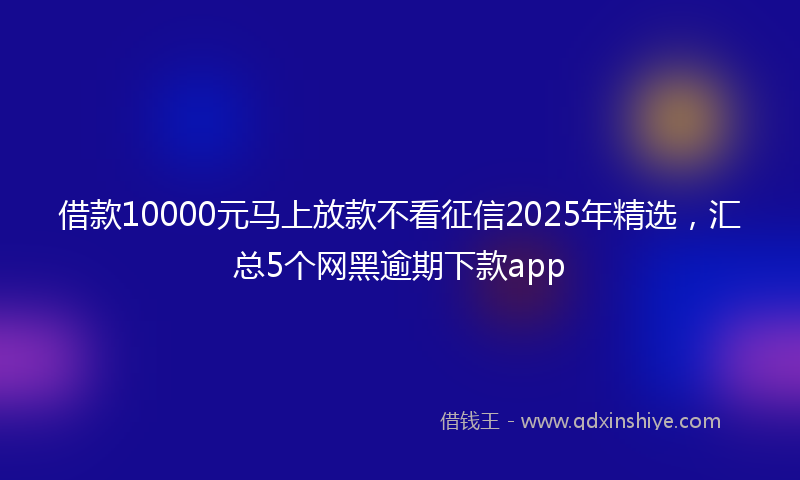 借款10000元马上放款不看征信2025年精选，汇总5个网黑逾期下款app