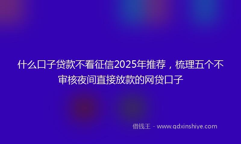 什么口子贷款不看征信2025年推荐，梳理五个不审核夜间直接放款的网贷口子