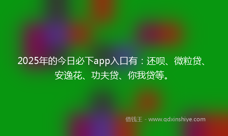 2025年的今日必下app入口有：还呗、微粒贷、安逸花、功夫贷、你我贷等。