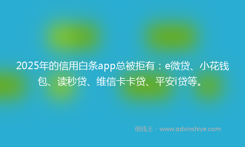 2025年的信用白条app总被拒有：e微贷、小花钱包、读秒贷、维信卡卡贷、平安i贷等。