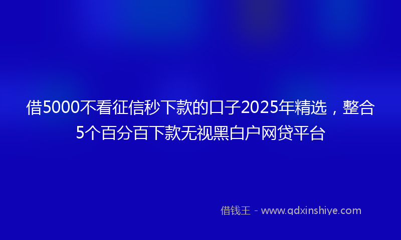 借5000不看征信秒下款的口子2025年精选，整合5个百分百下款无视黑白户网贷平台