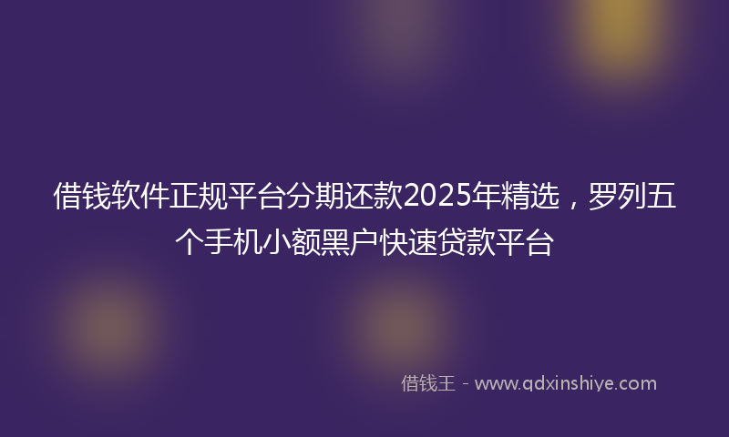 借钱软件正规平台分期还款2025年精选，罗列五个手机小额黑户快速贷款平台