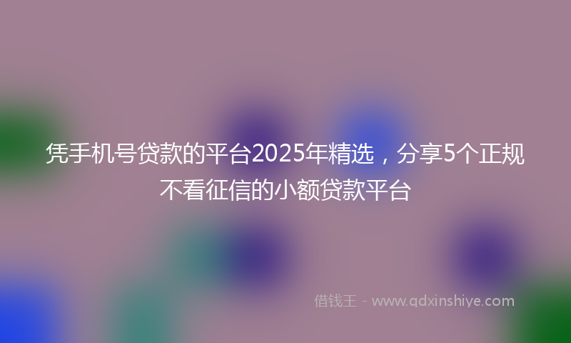 凭手机号贷款的平台2025年精选，分享5个正规不看征信的小额贷款平台