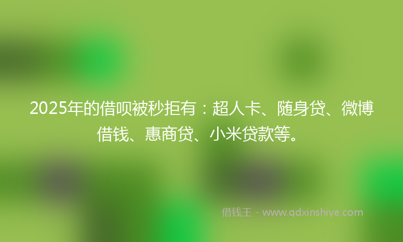 2025年的借呗被秒拒有：超人卡、随身贷、微博借钱、惠商贷、小米贷款等。