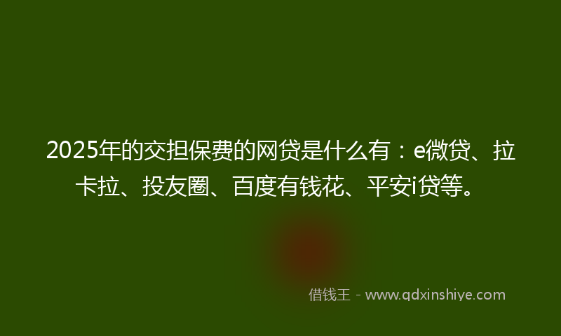 2025年的交担保费的网贷是什么有：e微贷、拉卡拉、投友圈、百度有钱花、平安i贷等。