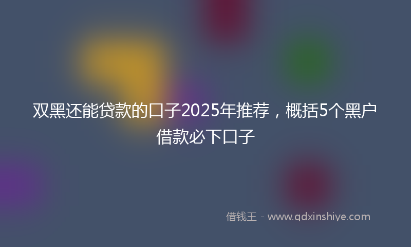 双黑还能贷款的口子2025年推荐，概括5个黑户借款必下口子