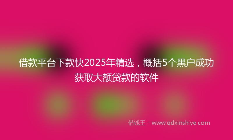 借款平台下款快2025年精选，概括5个黑户成功获取大额贷款的软件