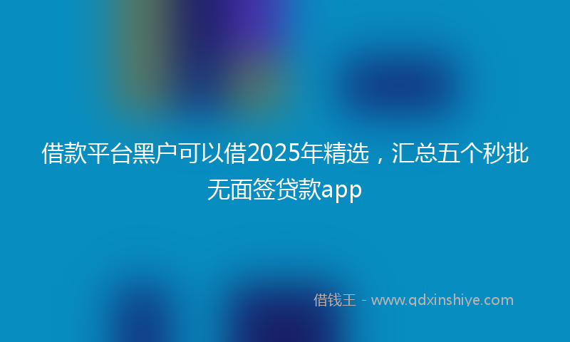 借款平台黑户可以借2025年精选，汇总五个秒批无面签贷款app