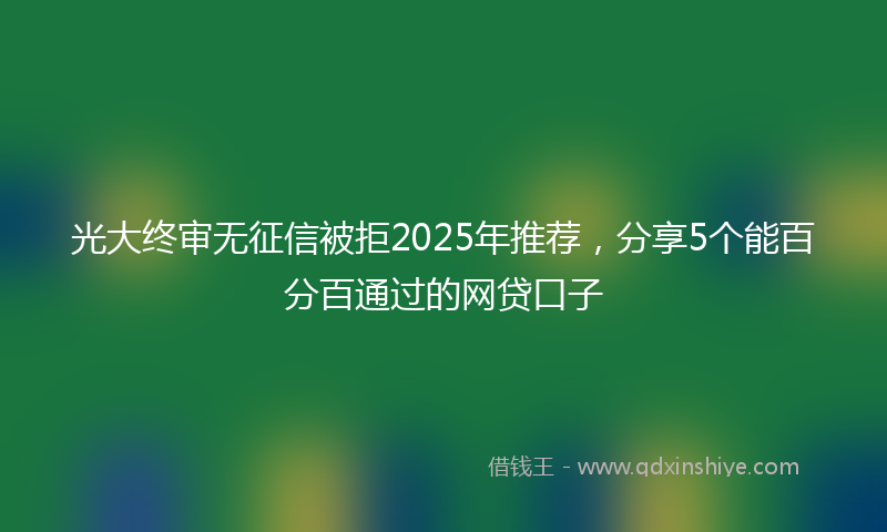 光大终审无征信被拒2025年推荐，分享5个能百分百通过的网贷口子