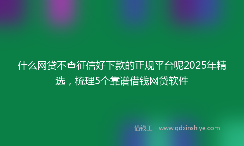 什么网贷不查征信好下款的正规平台呢2025年精选，梳理5个靠谱借钱网贷软件