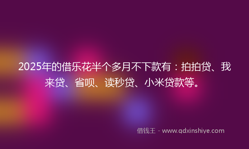 2025年的借乐花半个多月不下款有：拍拍贷、我来贷、省呗、读秒贷、小米贷款等。