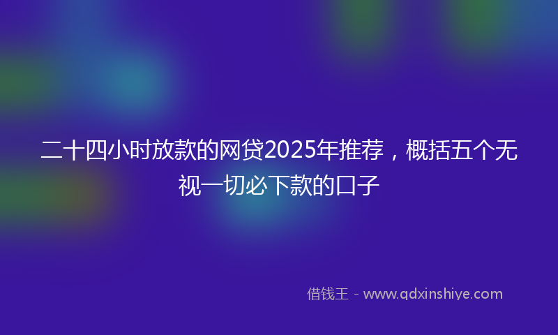 二十四小时放款的网贷2025年推荐，概括五个无视一切必下款的口子