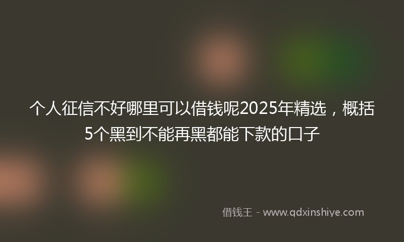 个人征信不好哪里可以借钱呢2025年精选，概括5个黑到不能再黑都能下款的口子