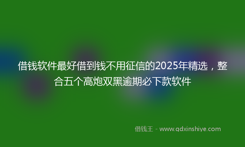 借钱软件最好借到钱不用征信的2025年精选，整合五个高炮双黑逾期必下款软件