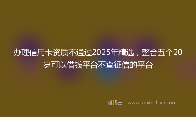 办理信用卡资质不通过2025年精选，整合五个20岁可以借钱平台不查征信的平台