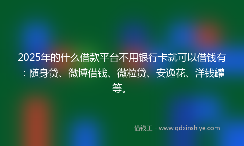 2025年的什么借款平台不用银行卡就可以借钱有：随身贷、微博借钱、微粒贷、安逸花、洋钱罐等。
