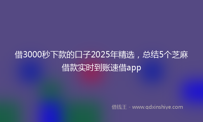 借3000秒下款的口子2025年精选，总结5个芝麻借款实时到账速借app