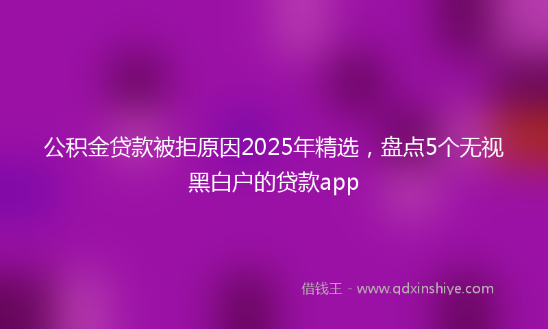 公积金贷款被拒原因2025年精选，盘点5个无视黑白户的贷款app
