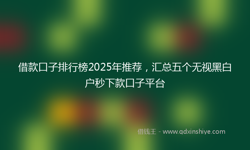借款口子排行榜2025年推荐，汇总五个无视黑白户秒下款口子平台