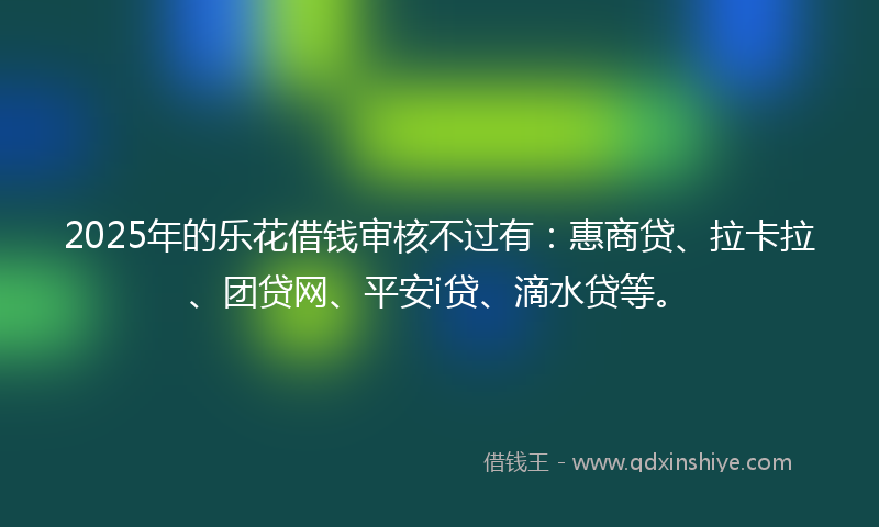 2025年的乐花借钱审核不过有:惠商贷、拉卡拉、团贷网、平安i贷、滴水贷等。