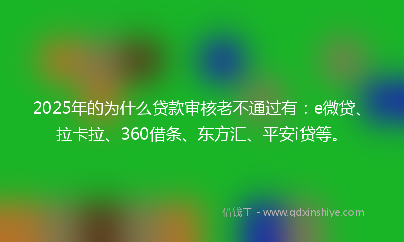 2025年的为什么贷款审核老不通过有：e微贷、拉卡拉、360借条、东方汇、平安i贷等。