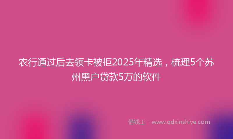 农行通过后去领卡被拒2025年精选，梳理5个苏州黑户贷款5万的软件