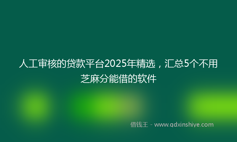 人工审核的贷款平台2025年精选，汇总5个不用芝麻分能借的软件