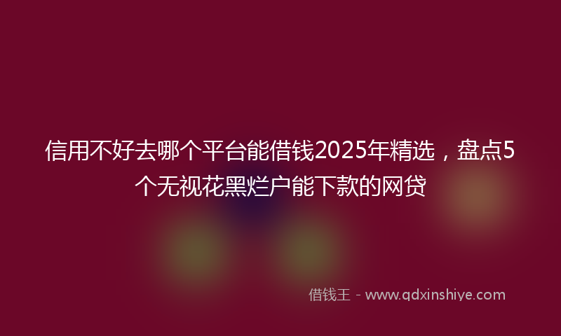 信用不好去哪个平台能借钱2025年精选，盘点5个无视花黑烂户能下款的网贷