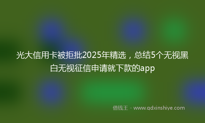 光大信用卡被拒批2025年精选，总结5个无视黑白无视征信申请就下款的app