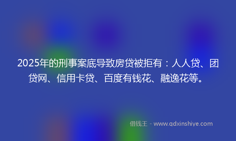 2025年的刑事案底导致房贷被拒有：人人贷、团贷网、信用卡贷、百度有钱花、融逸花等。