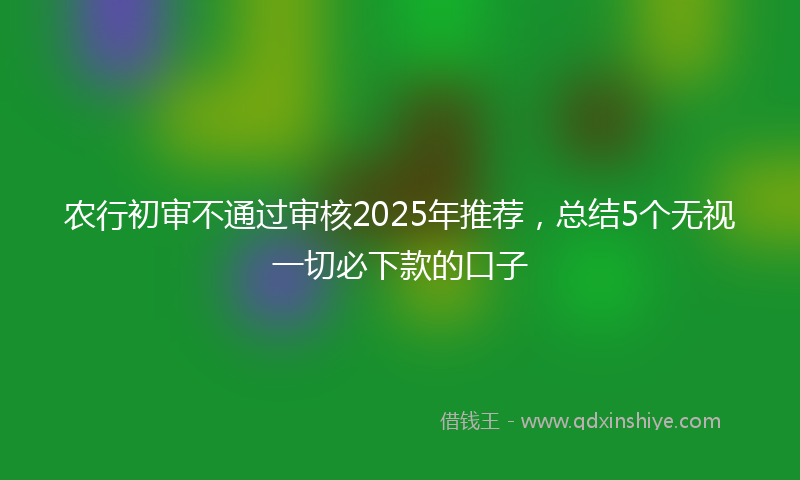 农行初审不通过审核2025年推荐，总结5个无视一切必下款的口子
