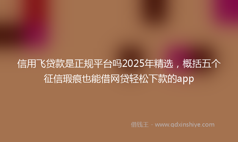 信用飞贷款是正规平台吗2025年精选，概括五个征信瑕疵也能借网贷轻松下款的app