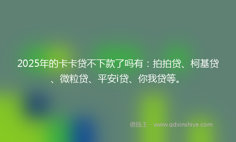 2025年的卡卡贷不下款了吗有：拍拍贷、柯基贷、微粒贷、平安i贷、你我贷等。