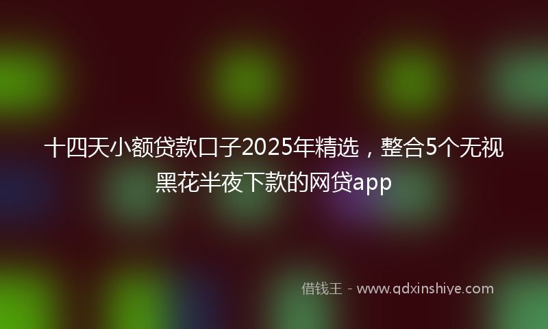 十四天小额贷款口子2025年精选，整合5个无视黑花半夜下款的网贷app