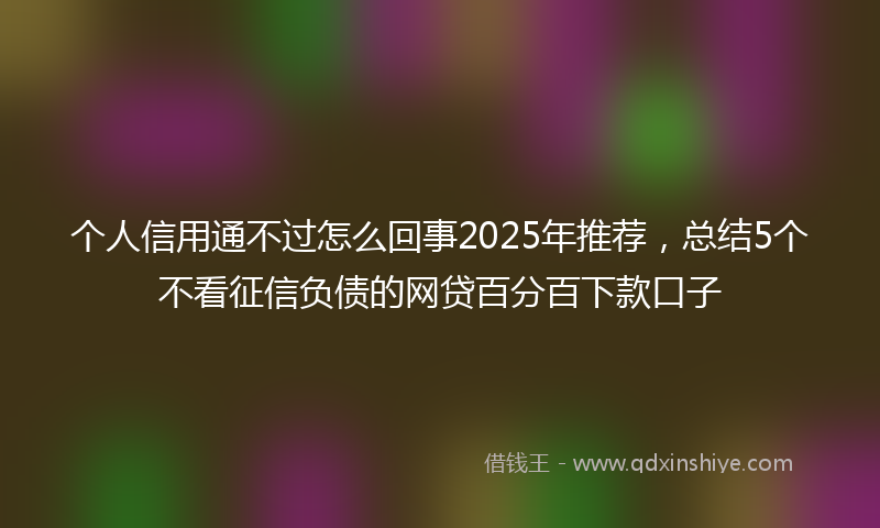个人信用通不过怎么回事2025年推荐，总结5个不看征信负债的网贷百分百下款口子