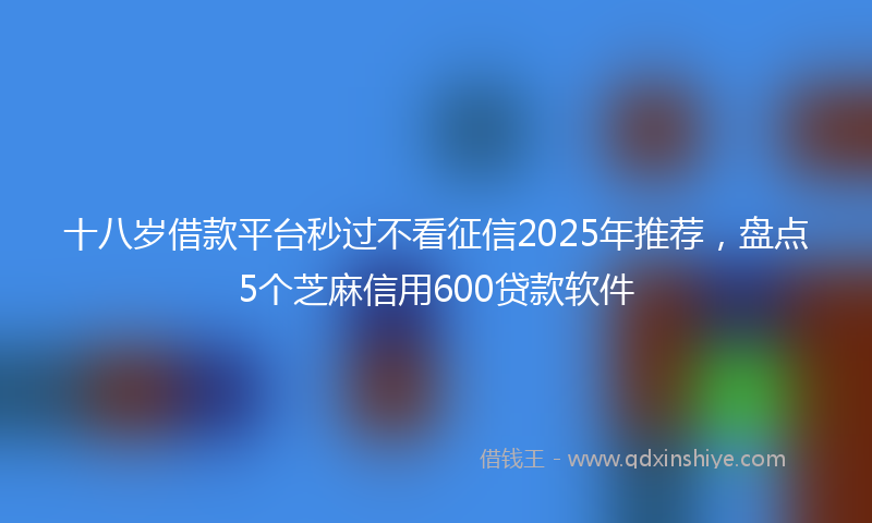 十八岁借款平台秒过不看征信2025年推荐，盘点5个芝麻信用600贷款软件