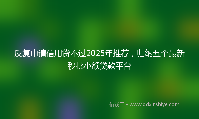反复申请信用贷不过2025年推荐，归纳五个最新秒批小额贷款平台
