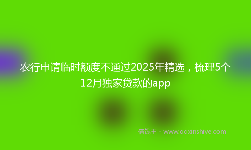 农行申请临时额度不通过2025年精选，梳理5个12月独家贷款的app