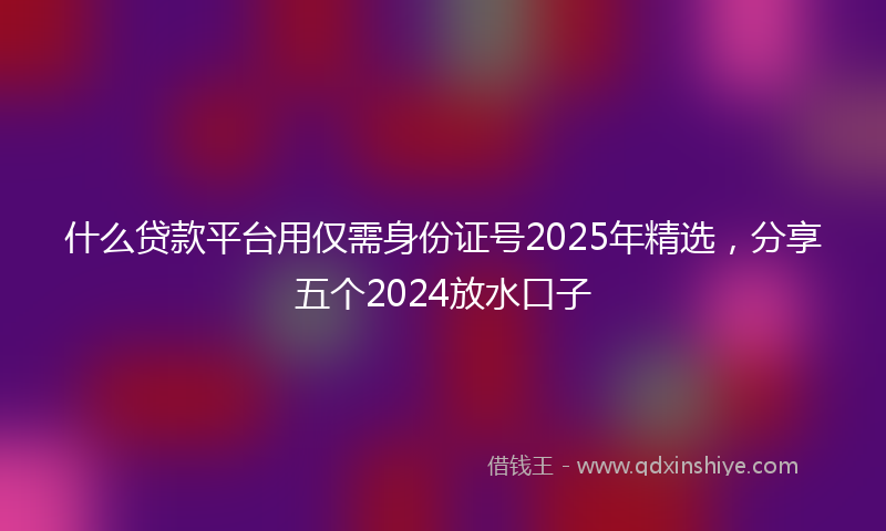 什么贷款平台用仅需身份证号2025年精选，分享五个2024放水口子