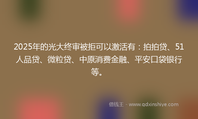 2025年的光大终审被拒可以激活有：拍拍贷、51人品贷、微粒贷、中原消费金融、平安口袋银行等。