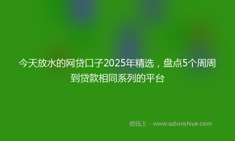 今天放水的网贷口子2025年精选，盘点5个周周到贷款相同系列的平台