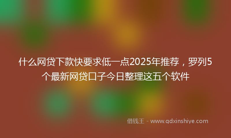 什么网贷下款快要求低一点2025年推荐，罗列5个最新网贷口子今日整理这五个软件