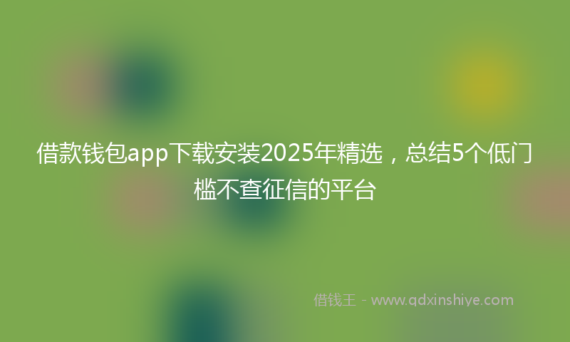 借款钱包app下载安装2025年精选，总结5个低门槛不查征信的平台